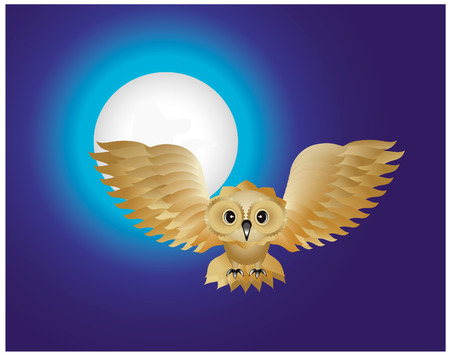 Flying owl in a moonlightのイラスト素材