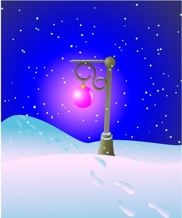 Lantern in winter nightのイラスト素材