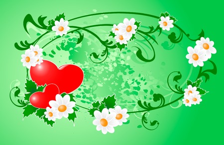 Two hearts and flowres to Valentine's Dayのイラスト素材