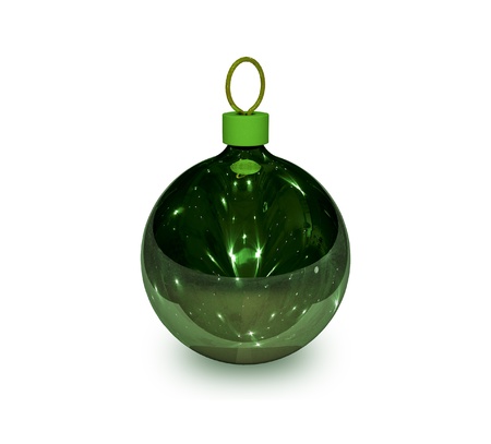 Green Christmas ball isolated on whiteの写真素材