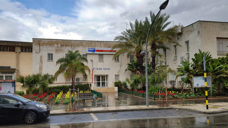 Rishon LeZion, Israel - January 24, 2016: Two story building of local workers council of Histadrut. It is Israels organization of trade unionsのeditorial素材