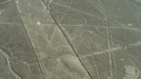 The mysterious Nazca lines. An amazing drawing is an image of a giant spider on a plateau in the...