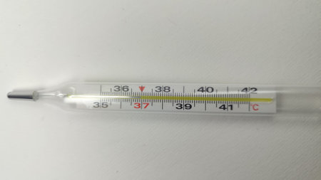 The photo shows a medical thermometer. Temperature measurement. Medicine.