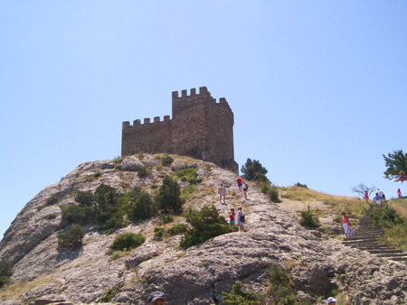 Defensive structure. Fortress, impregnable wall. Medieval castleの写真素材