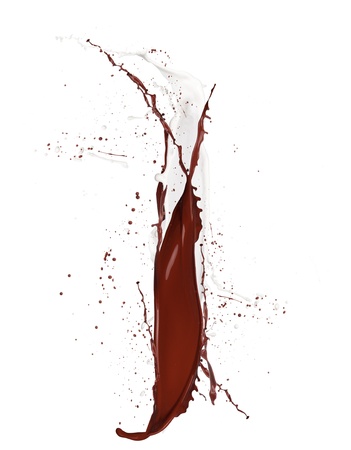 Chocolate and milk splash letter  I  isolated on white backgroundの写真素材