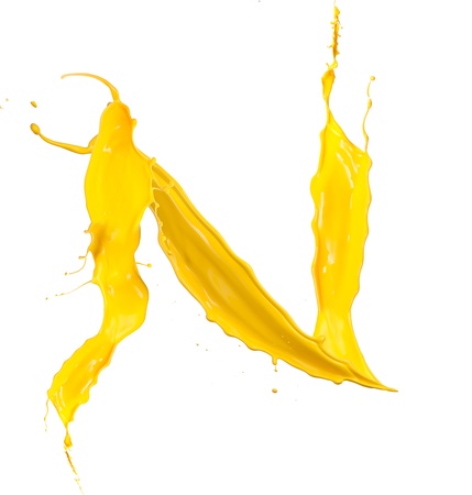 Yellow Liquid alphabet letter Nの写真素材