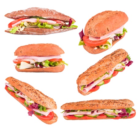 Fresh baguette isolated on white background の写真素材