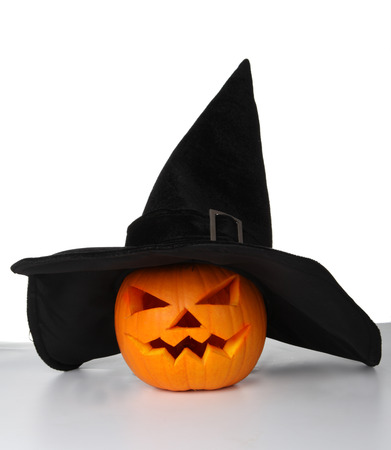Halloween pumpkin isolated on white background の写真素材