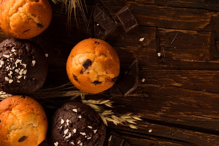 fresh muffins with nature background  Corn fieldの写真素材