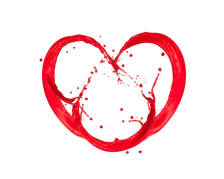 Heart symbol made of color splashesの写真素材