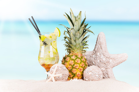 Mojito drink and summer accessories, Summer conceptの写真素材