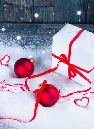 Christmas decoration Holiday background with woodの写真素材