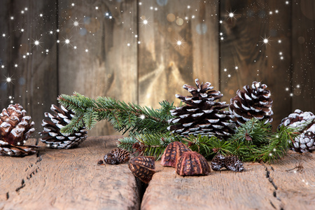 Christmas decoration on dark wooden background Christmas decoration on dark wooden background