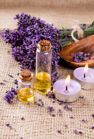 spa, lavender product, oil on nature backgroundの写真素材