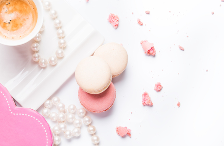 A french sweet delicacy, macaroons variety closeup.の写真素材