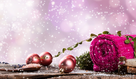 Christmas decoration and spa, wellness conceptの写真素材
