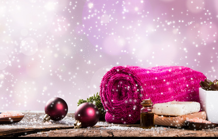 Christmas decoration and spa, wellness conceptの写真素材