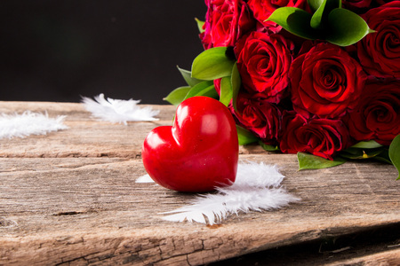 Roses red and Heartsの写真素材