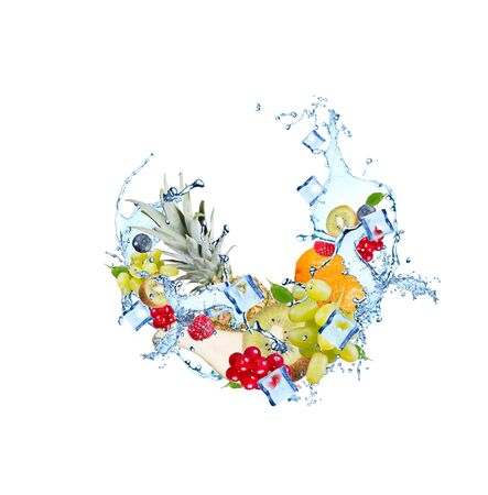Water splash isolated on whiteの写真素材