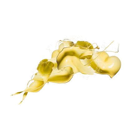 Shot of yellow paint splash, isolated on whiteの写真素材