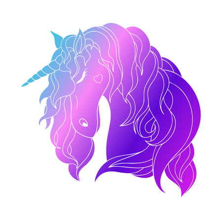 Vector illustration of a unicorn. Unicorn line art in beautiful style.のイラスト素材