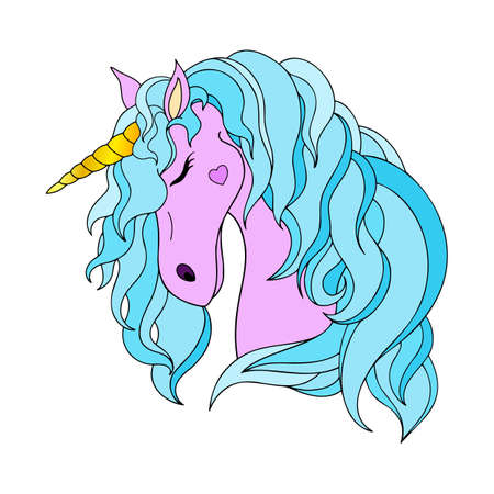 Vector illustration of a unicorn. Unicorn line art in beautiful style.のイラスト素材