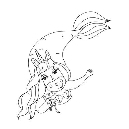 illustration with a unicorn mermaid for children'sのイラスト素材