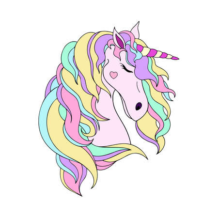 Vector illustration of a unicorn. Unicorn line art in beautiful style. Graphic element vector.のイラスト素材