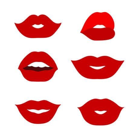 Set of simple icons with lipsのイラスト素材