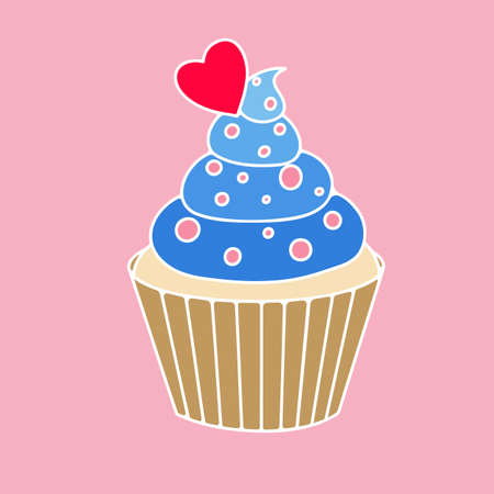 Delicate cute strawberry cupcake vector illustrationのイラスト素材