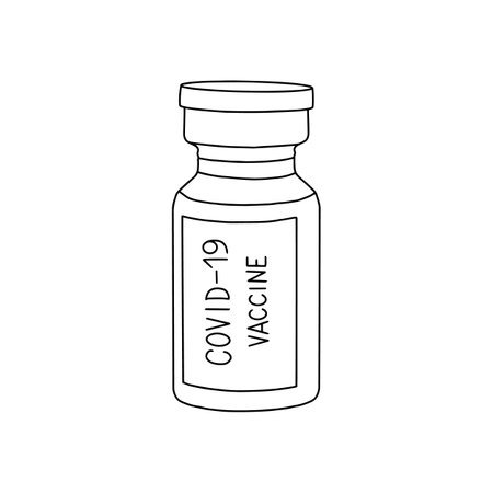 Simple illustration of a syringe and vaccine in the style of a flat illustrationのイラスト素材