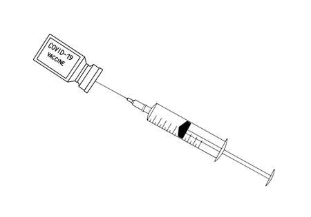 Simple illustration of a syringe and vaccine in the style of a flat illustrationのイラスト素材