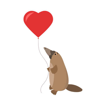 cute vector illustration platypus with a heart.のイラスト素材