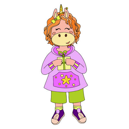Vector illustration with a unicorn for children's and adult books, clothing, office suppliesのイラスト素材