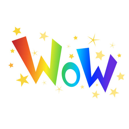 Bright rainbow vector illustration WOWのイラスト素材