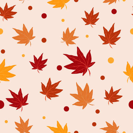 Autumn pattern with leaves in warm colorsのイラスト素材