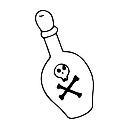 Doodle bottle with poison, doodle vector icon Halloweenのイラスト素材