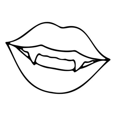 Doodle vampire lips, Halloween icon; vampire lips iconのイラスト素材