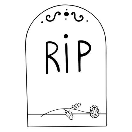 vector tombstone, doodle icon for halloweenのイラスト素材
