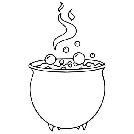 Doodle cauldron with potion illustration for Halloweenのイラスト素材