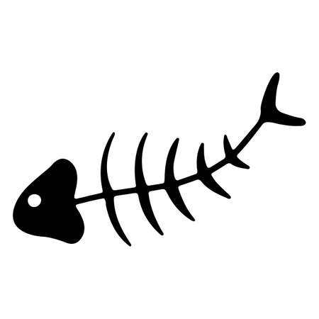Doodle icon fish skeleton Halloween illustrationのイラスト素材