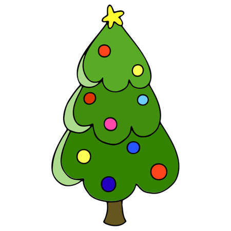 Vector Christmas tree icon, Christmas decoration, decorのイラスト素材