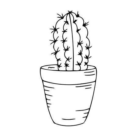 Garden potted plant doodle icon, decoration and decor, garden and vegetable garden iconのイラスト素材
