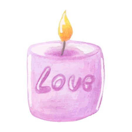 Beautiful pink candle hand-drawn, vectorのイラスト素材