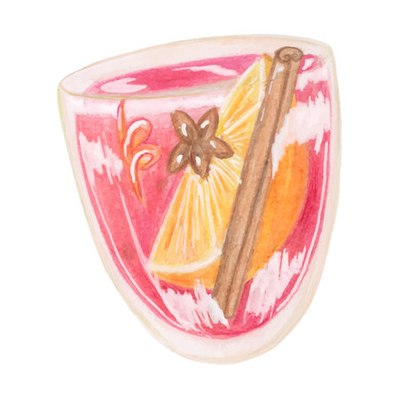 Glass with mulled wine, hand-drawn, vectorのイラスト素材