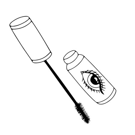 Doodle illustration of women's mascara icon, vector, makeupのイラスト素材