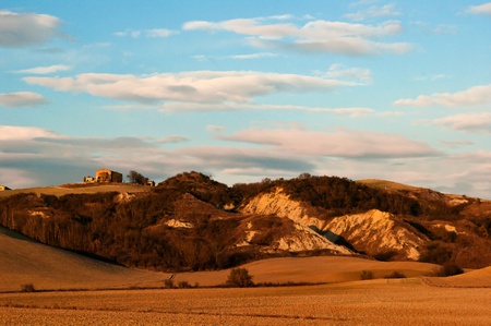 Siena , Tuscany,Italy: hilly landscape afternoonの写真素材