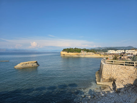 A panoramic view of the famous Canal d'Amour beach and cliffs in Sidari, Corfu, Greece.