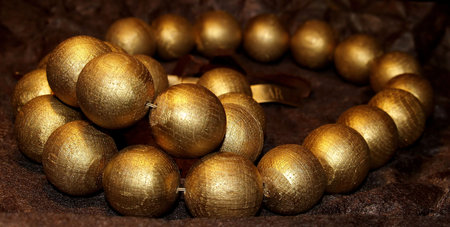 wooden goldish necklaceの写真素材