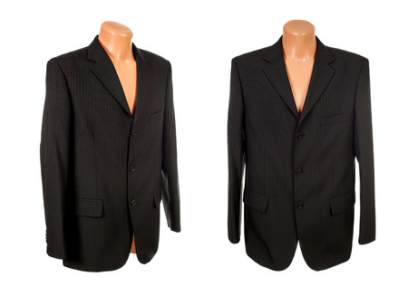 Set of headless mannequin with black jacket isolated on whiteの写真素材